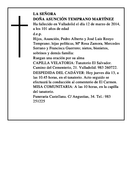 Doña Asunción Temprano Martínez