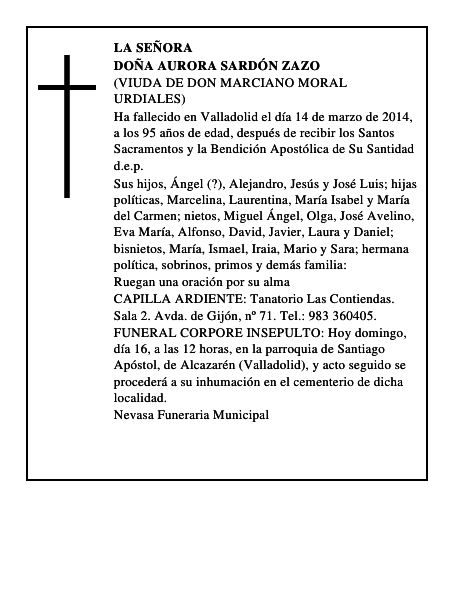 Doña Aurora Sardón Zazo