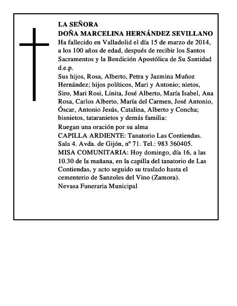 Doña Marcelina Hernández Sevillano