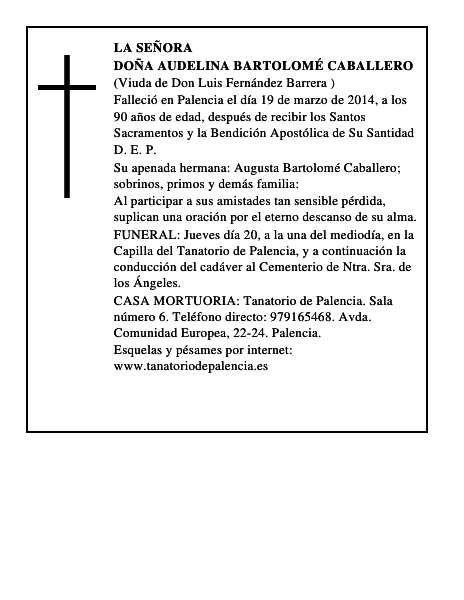 Doña Audelina Bartolomé Caballero