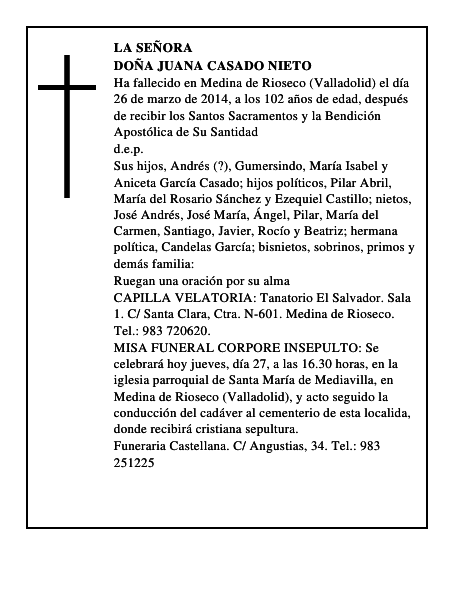 Doña Juana Casado Nieto