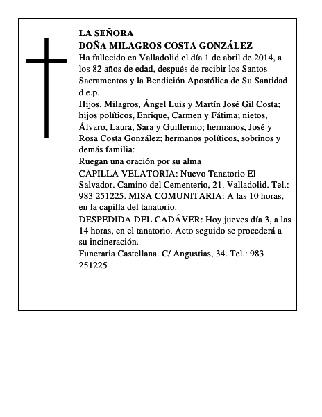 Doña Milagros Costa González