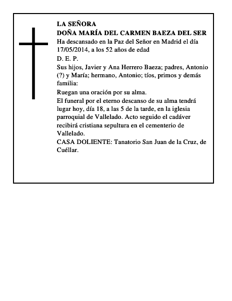 Doña María del Carmen Baeza del Ser
