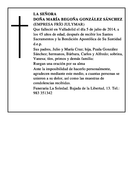 Doña María Begoña González Sánchez