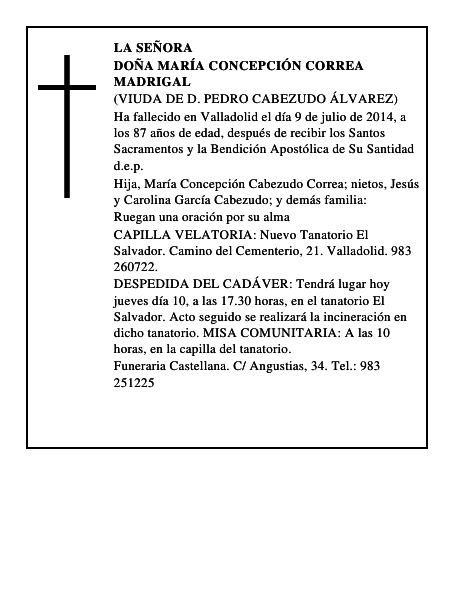 Doña María Concepción Correa Madrigal