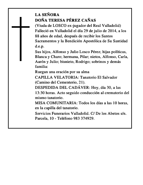 Doña Teresa Pérez Cañas