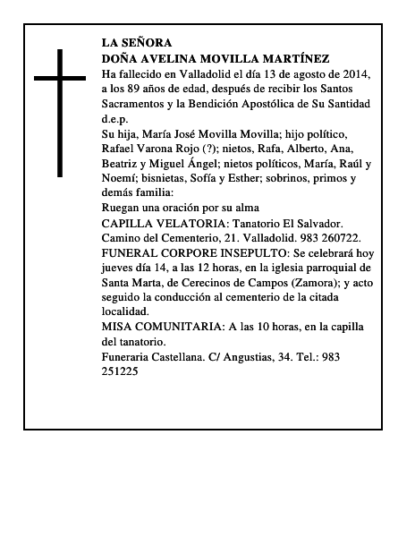 Doña Avelina Movilla Martínez