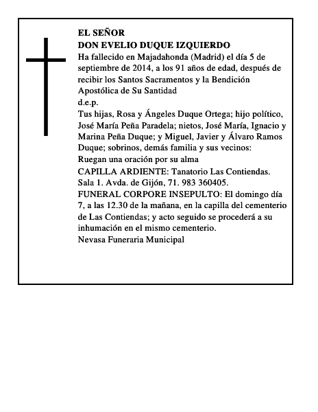 Don Evelio Duque Izquierdo