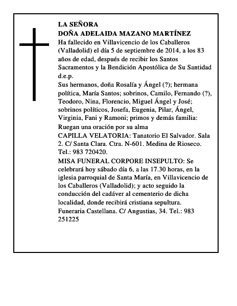 Doña Adelaida Mazano Martínez