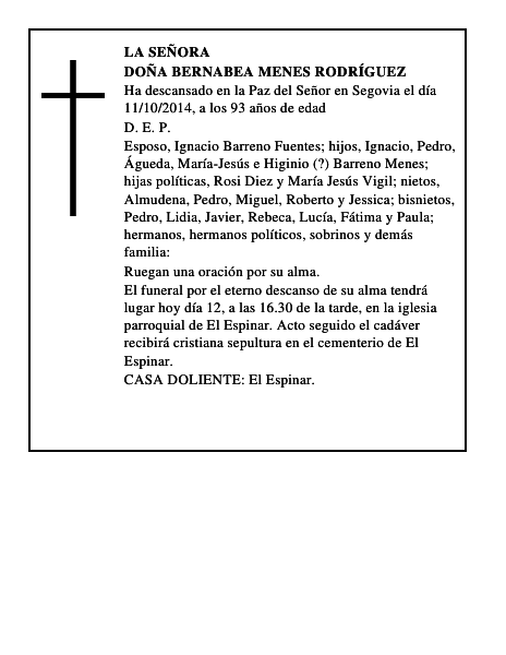 Doña Bernabea Menes Rodríguez