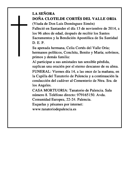 Doña Clotilde Cortés del Valle Oria