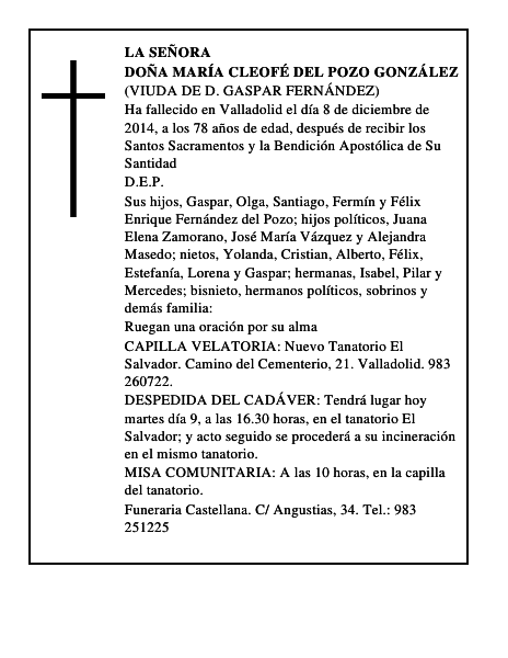 Doña María Cleofé del Pozo González