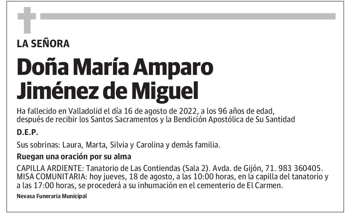 Doña María Amparo Jiménez de Miguel