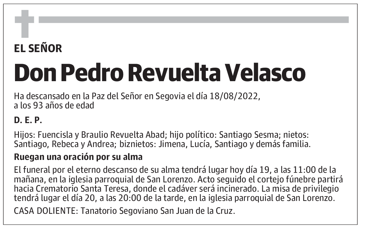Don Pedro Revuelta Velasco