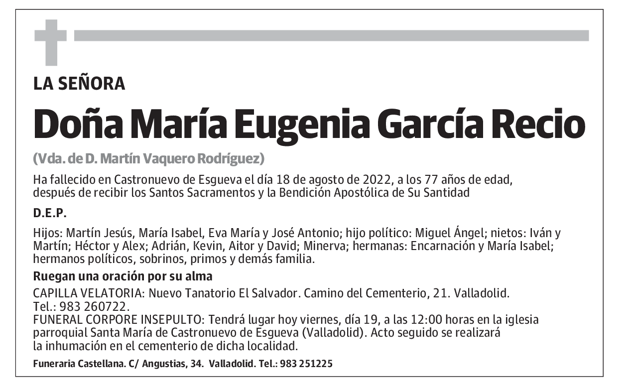 Doña María Eugenia García Recio