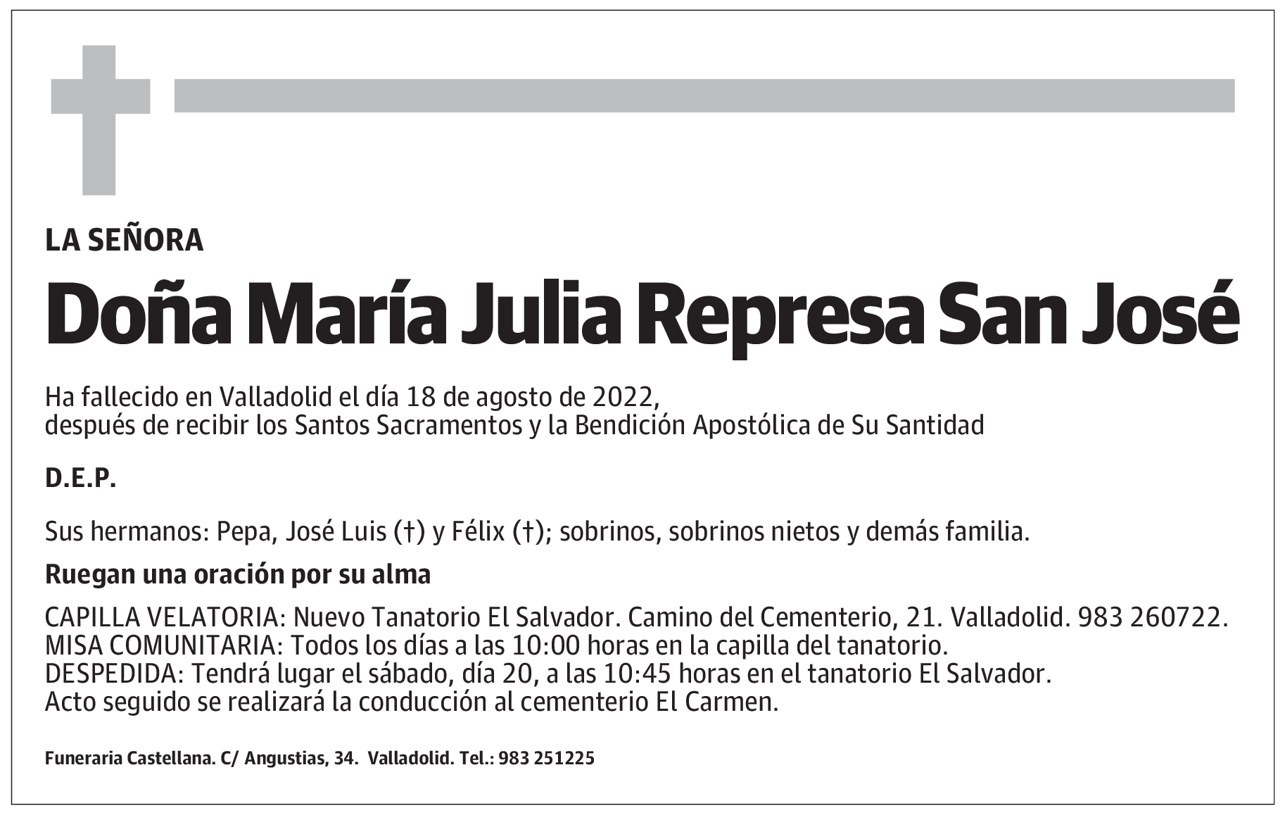 Doña María Julia Represa San José