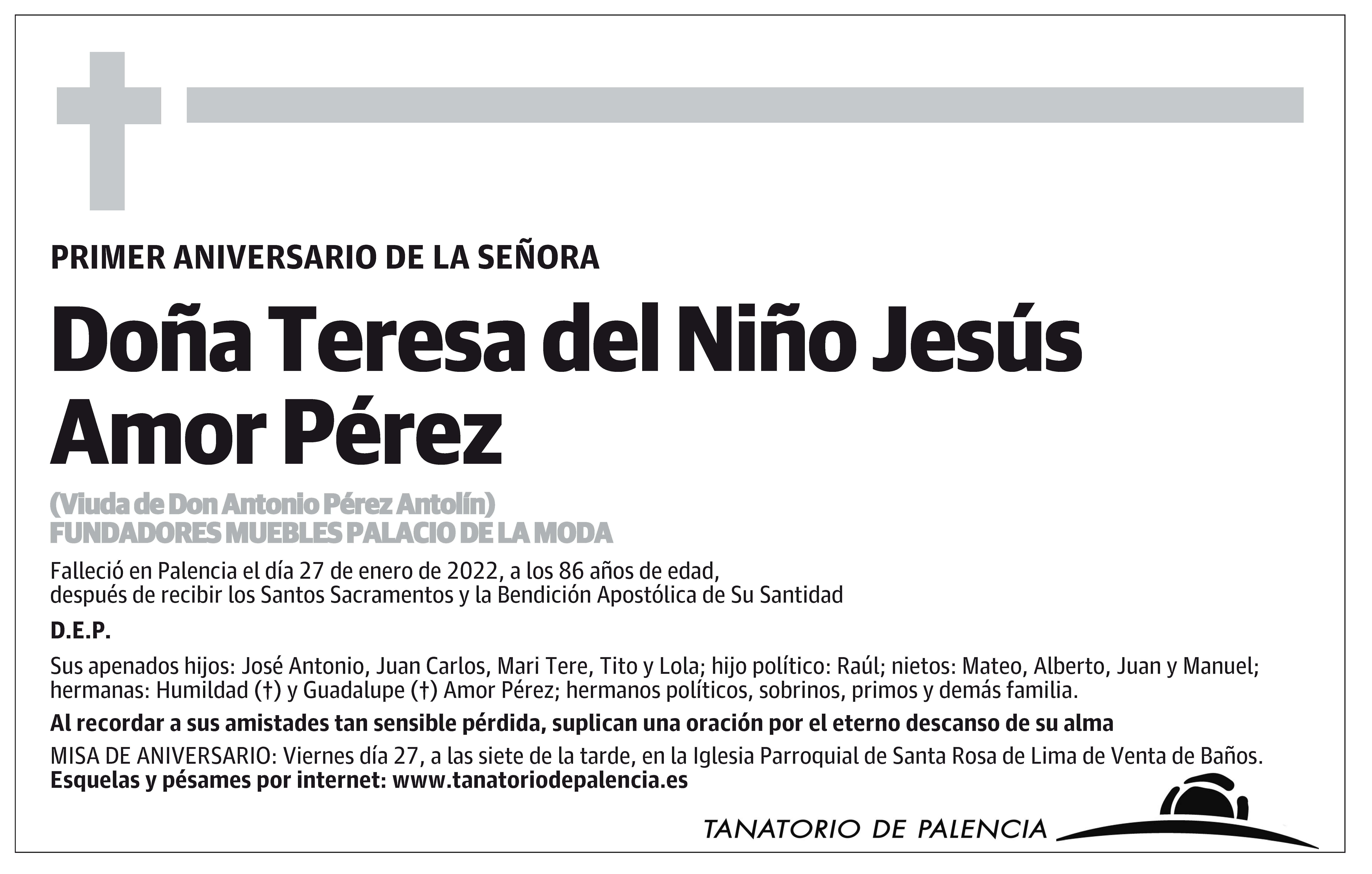 Doña Teresa del Niño Jesús Amor Pérez