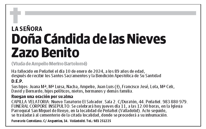 Cándida de las Nieves Zazo Benito