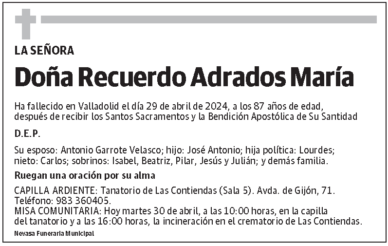 Recuerdo Adrados María