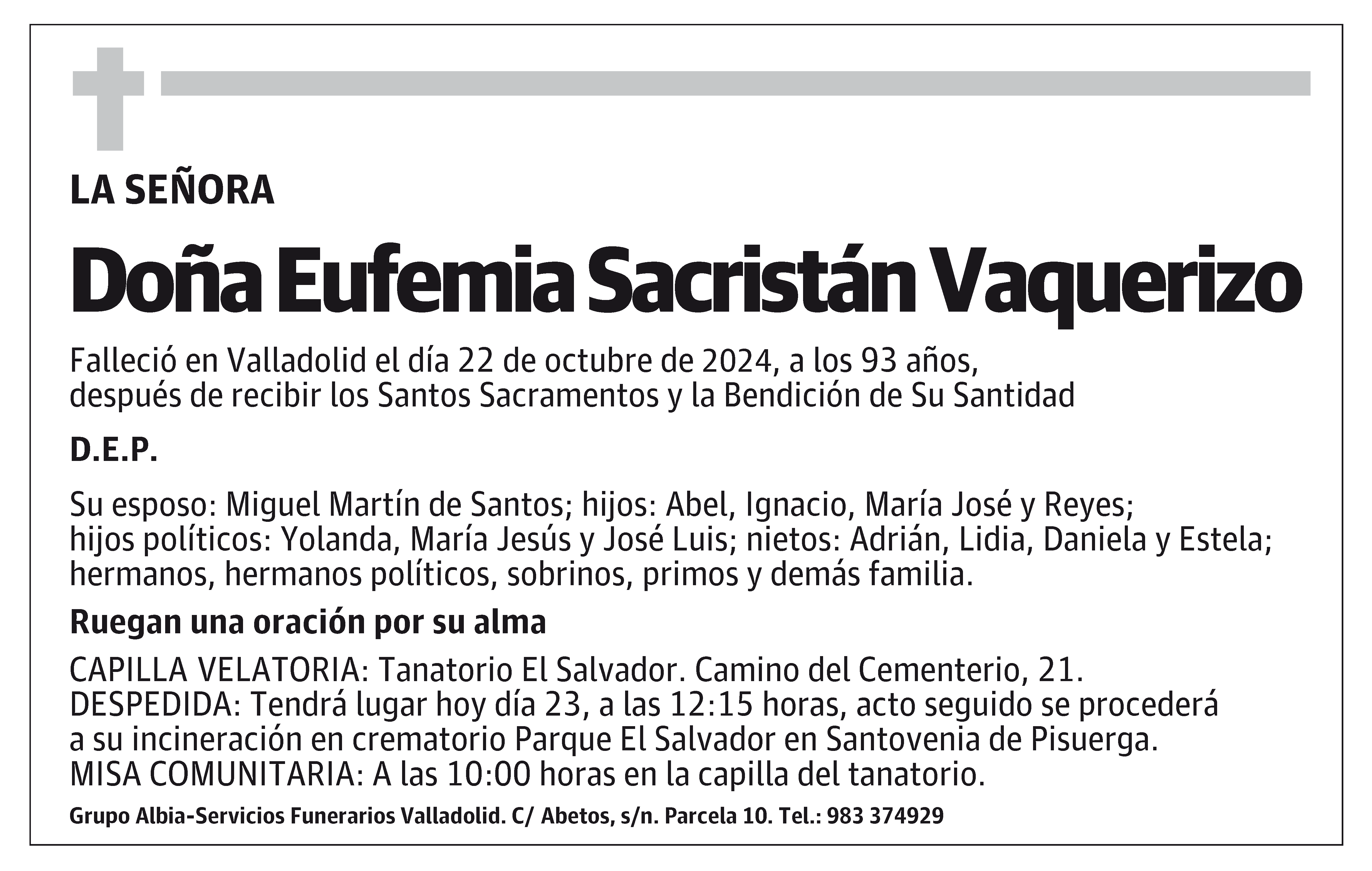 Eufemia Sacristán Vaquerizo
