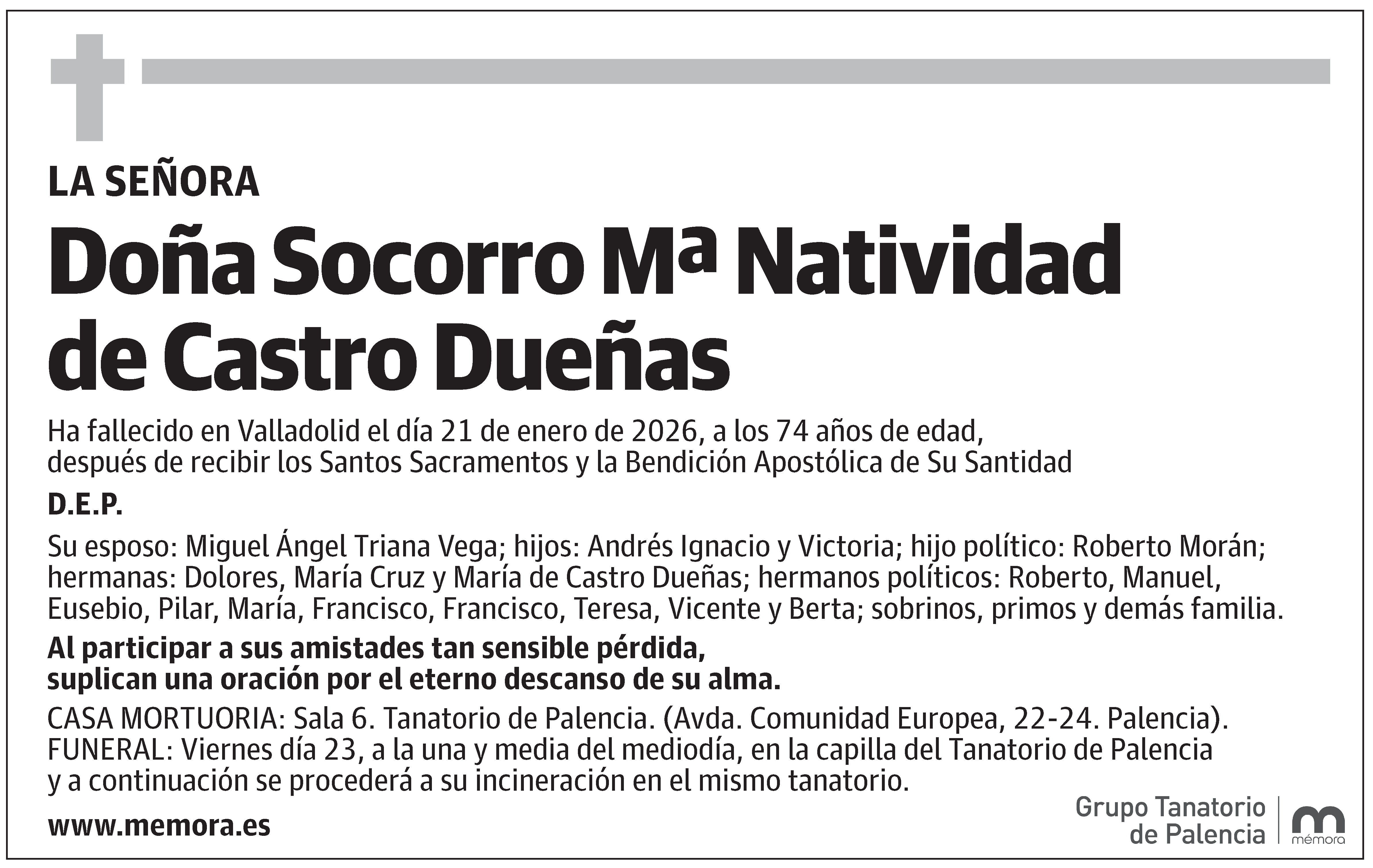 Socorro Mª Natividad de Castro Dueñas