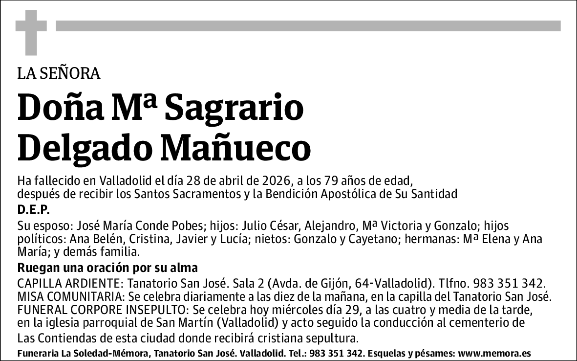 Mª Sagrario Delgado Mañueco