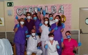 Equipo de Gerialba que se encuentra confinado junto a los usuarios de esta residencia de mayores./WORD